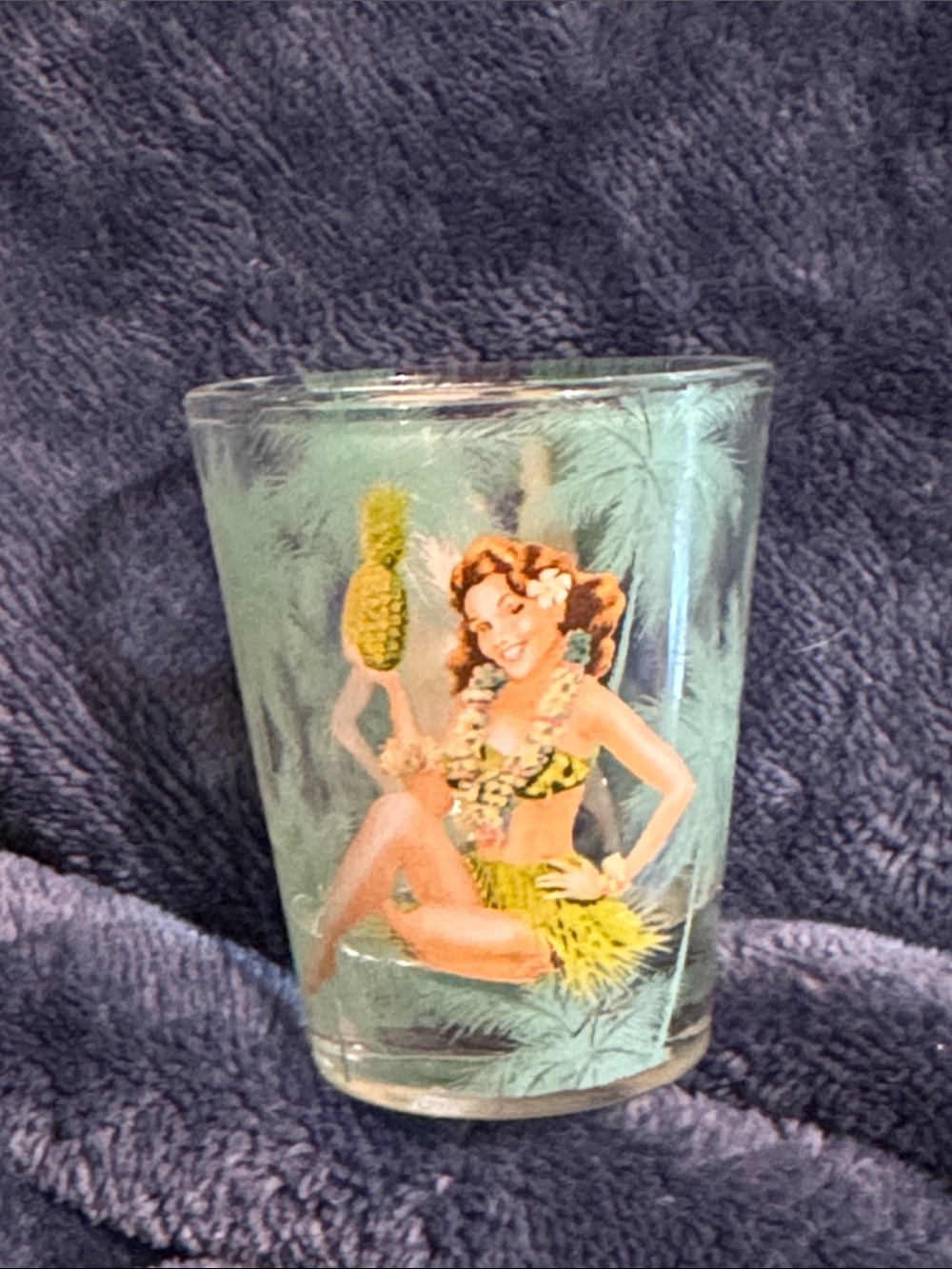 Vintage Tropical Pineapple Scented Shot Glass - Turquoise